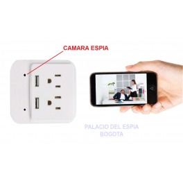 Multitoma de pared USB Camara Espia 